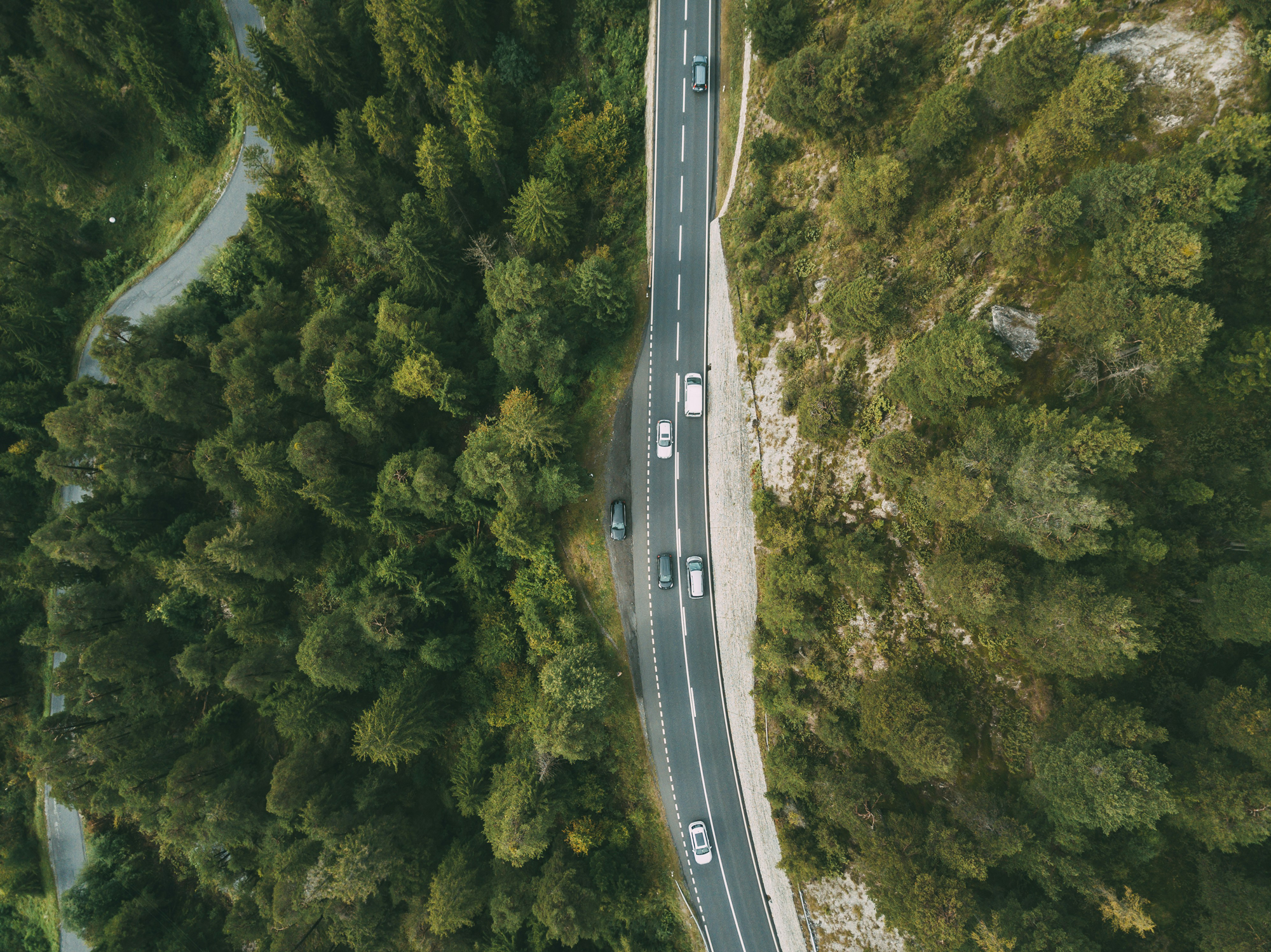 Drone shot of road